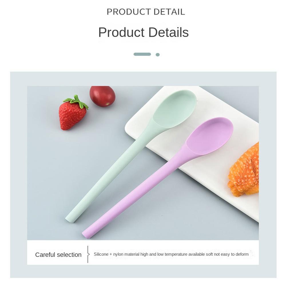 Silicone Spoon Small Spoon with Long Handle Heat Resistant Easy To Clean Non-stick Rice Spoons Tableware Utensil Kitchen Tool