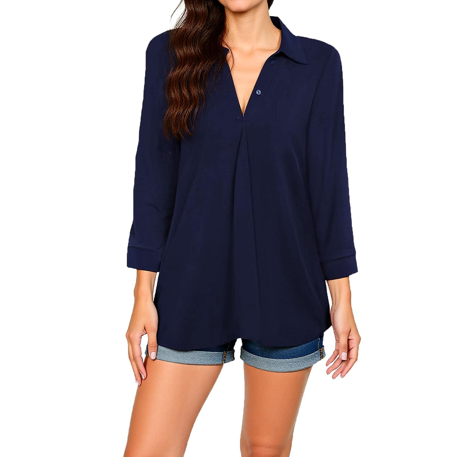 

Женский повседневный модный сексуальный удобный топ с V-образным вырезом и рукавом семь восьмых L