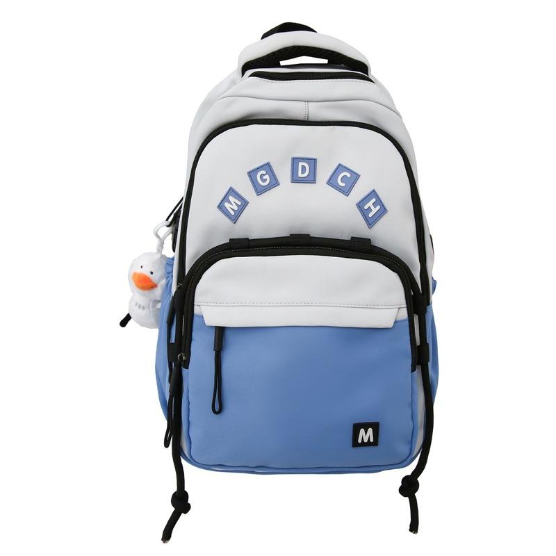 Korean Version of Simple Letter Printing Contrasting Color Large-capacity College Student Schoolbag 2024 New Travel Student Schoolbag