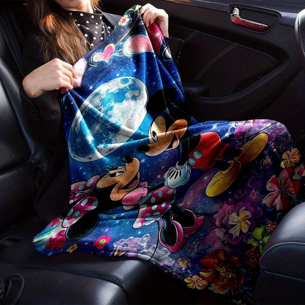 1pc Mickey and Minnie Mouse Romantic Moonlight Floral Throw Blanket - Soft Home Decorative Plush Blankets for Couch Bed Sofaz008