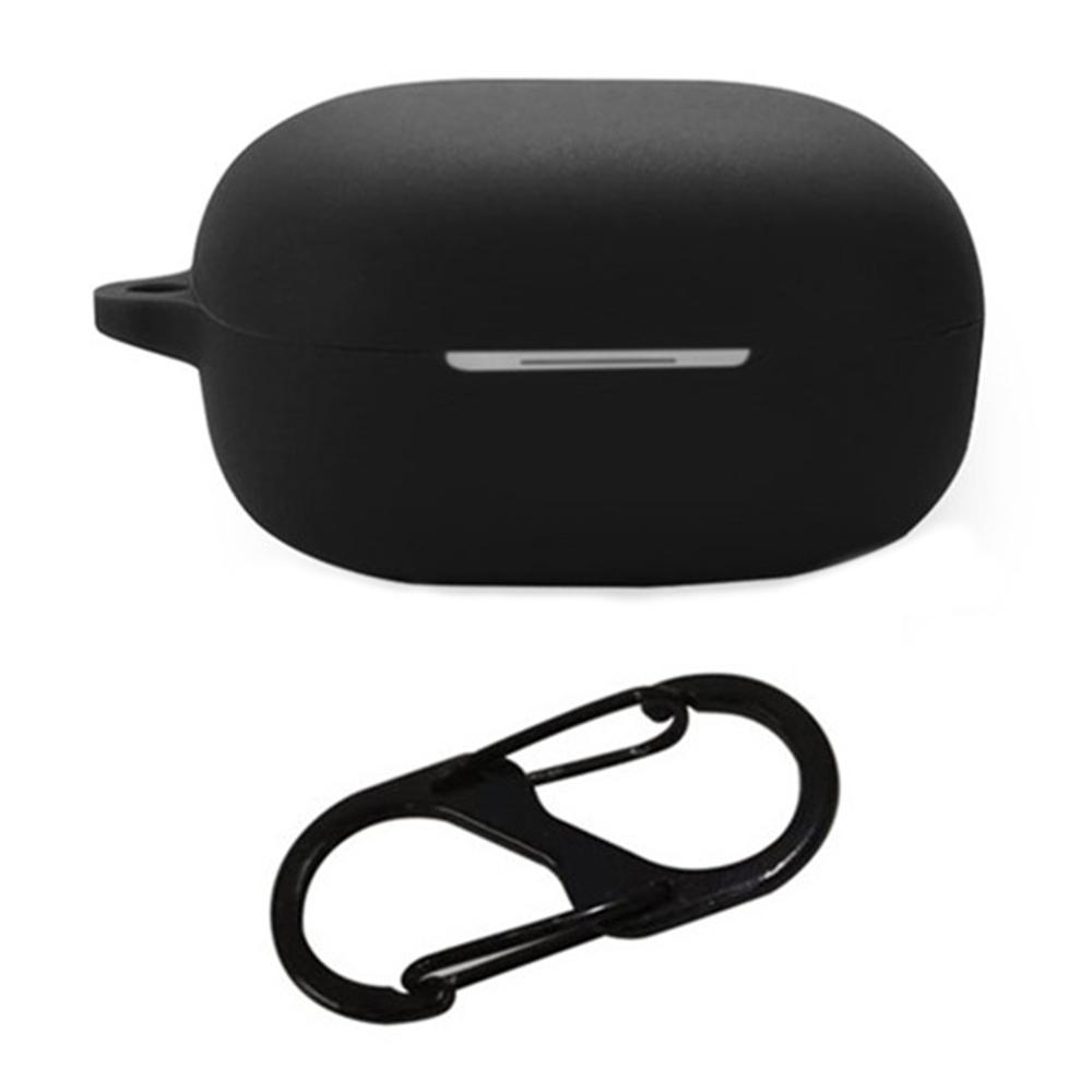 

For QCY MeloBuds ANC HT05 Bluetooth-compatible Earphones Case with Anti Lost Buckle Silicone Protective Cover Black