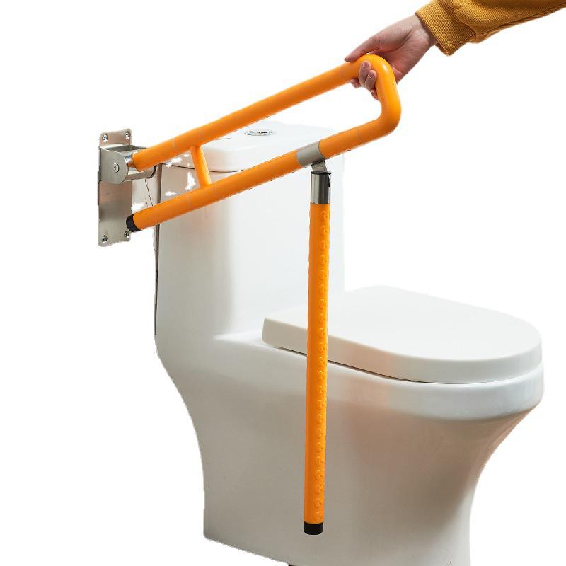 Barrier-Free Folding Toilet Armrest for Disabled & Elderly - ABS Bathroom Shower Commode Handrail