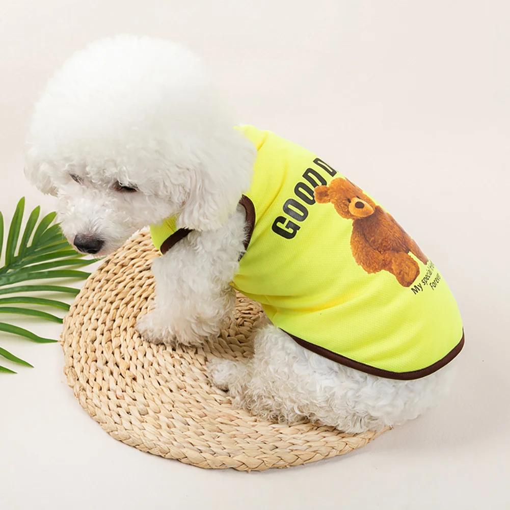 Spring Dog Vest Thin Breathable Puppy Clothes Cute Bear Printed Cat T-shirt Sleeveless Chihuahua Pullover Pet Supplies