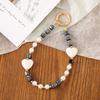 Crystal Bead Pendant With Colored Heart Phone Strap