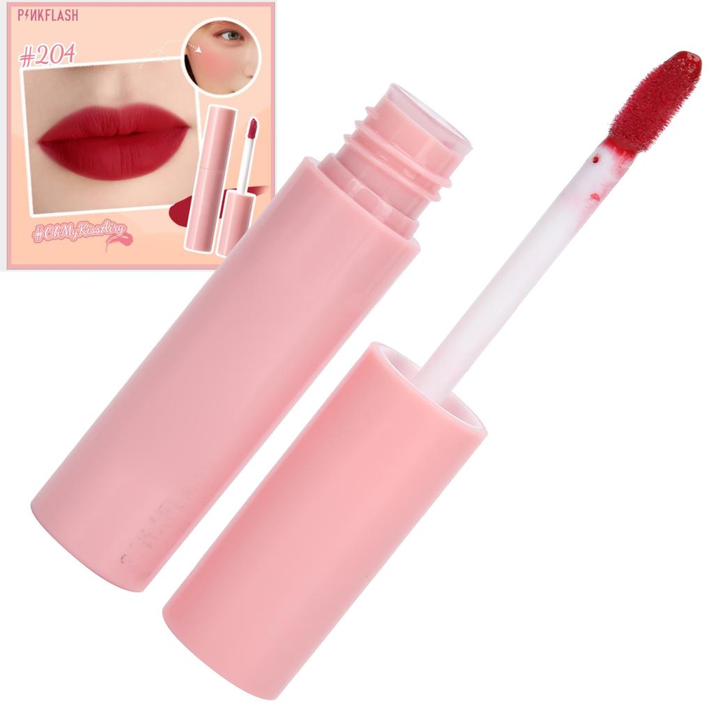 3pcs Dual Use Long Lasting Matte Lip Gloss Matte Waterproof Lip Glaze Makeup Tool PF M01(#204 )