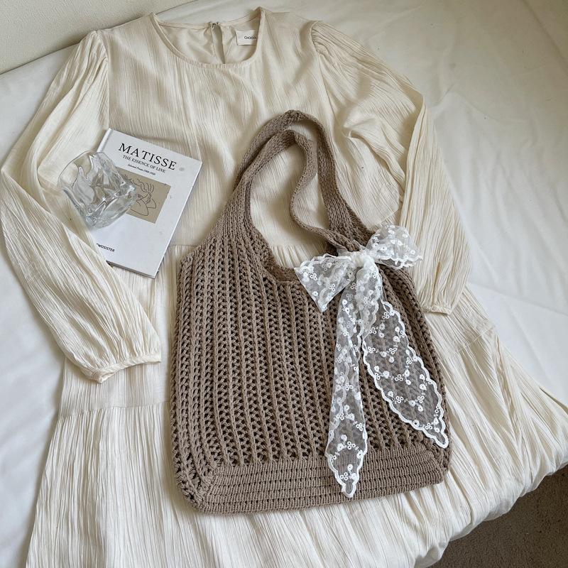 

Lazy wind fishing net crochet bag women s summer seaside vacation bag beach bag large capacity handbag commuter tote bag хакі