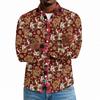 Men's Casual Long Sleeve Shirt with Christmas Print for Holiday Party and Fall