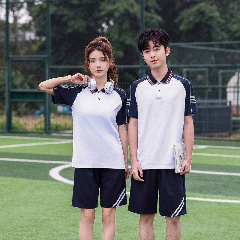 Summer Short-Sleeved Sports School Uniform Set for Students