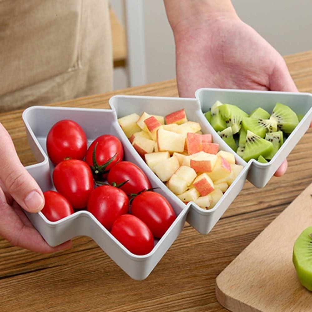 Christmas Tree Snack Tray, 3 Compartment Tree Shaped Tray, Ideal Christmas Holiday Party Supplies Gift