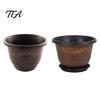 Classical Patterned Planters Resin Flower Planters, Vintage Plant Pot with Drainage Hole & Saucer, Lightweight Non Chip for Indoor Outdoor,
