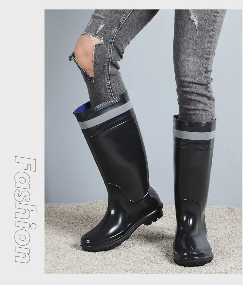 2025 Men's Waterproof Non-Slip High-Top Mining Boots with Thick Soles and Reflective Strips for Coal Mine Protection