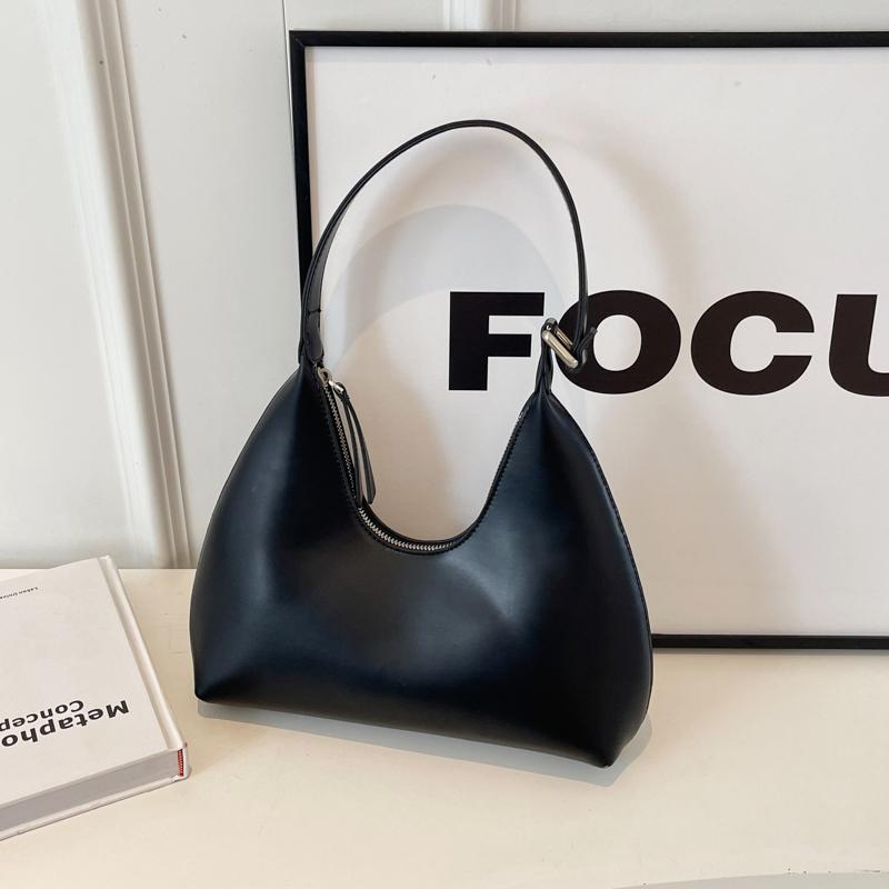 Stylish Underarm Shoulder Bag Ladies PU Leather Solid Color Underarm Vagabond Purse and Handbag