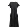 2025 Spring Women's Silk Satin V-Neck Dress: Fashionable, Slim Fit, Short-Sleeved