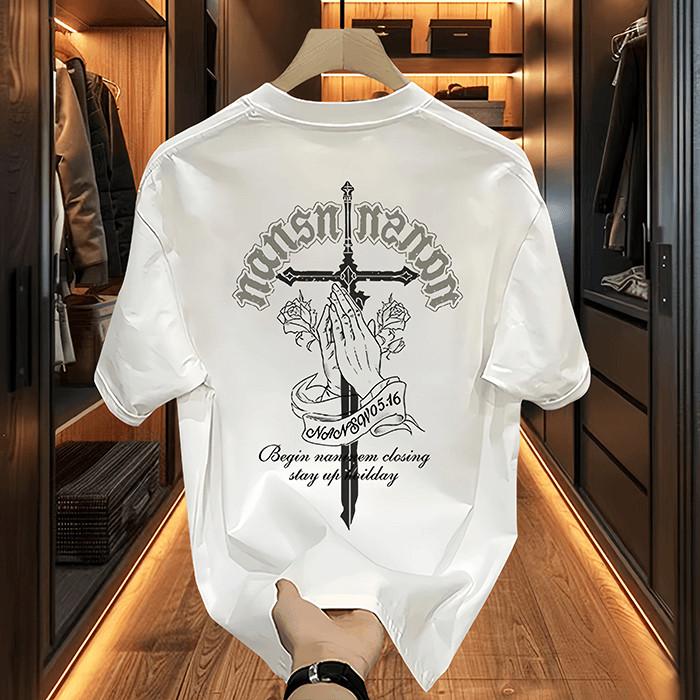 

Hot Americanstyle Highend Shortsleeved Tshirt Mens and Womens Luxurious and Casual Roundneck Summer Pure Cotton 4XL