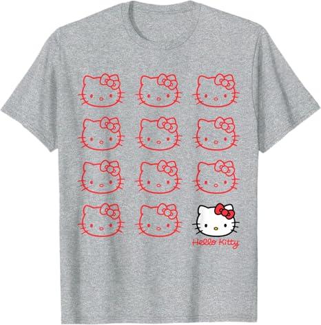 Sanrio 2026 Summer Comic Form Hello Kitty Image 100 Cotton Printed Casual Tshirt Adult Children Parentchild Top Homewear Y2k
