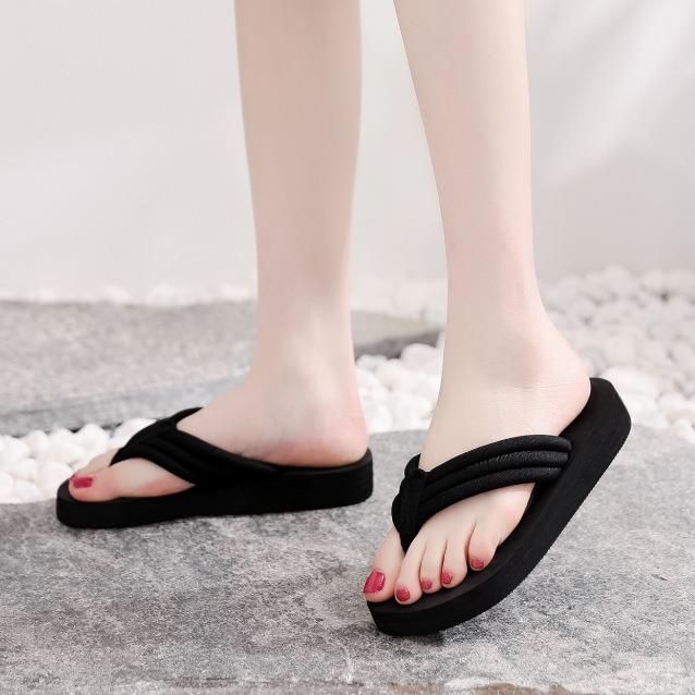 

Flip-flops women wear fashionable rainbow women s slippers summer thick-soled high-heeled beach seaside sandals summer 37