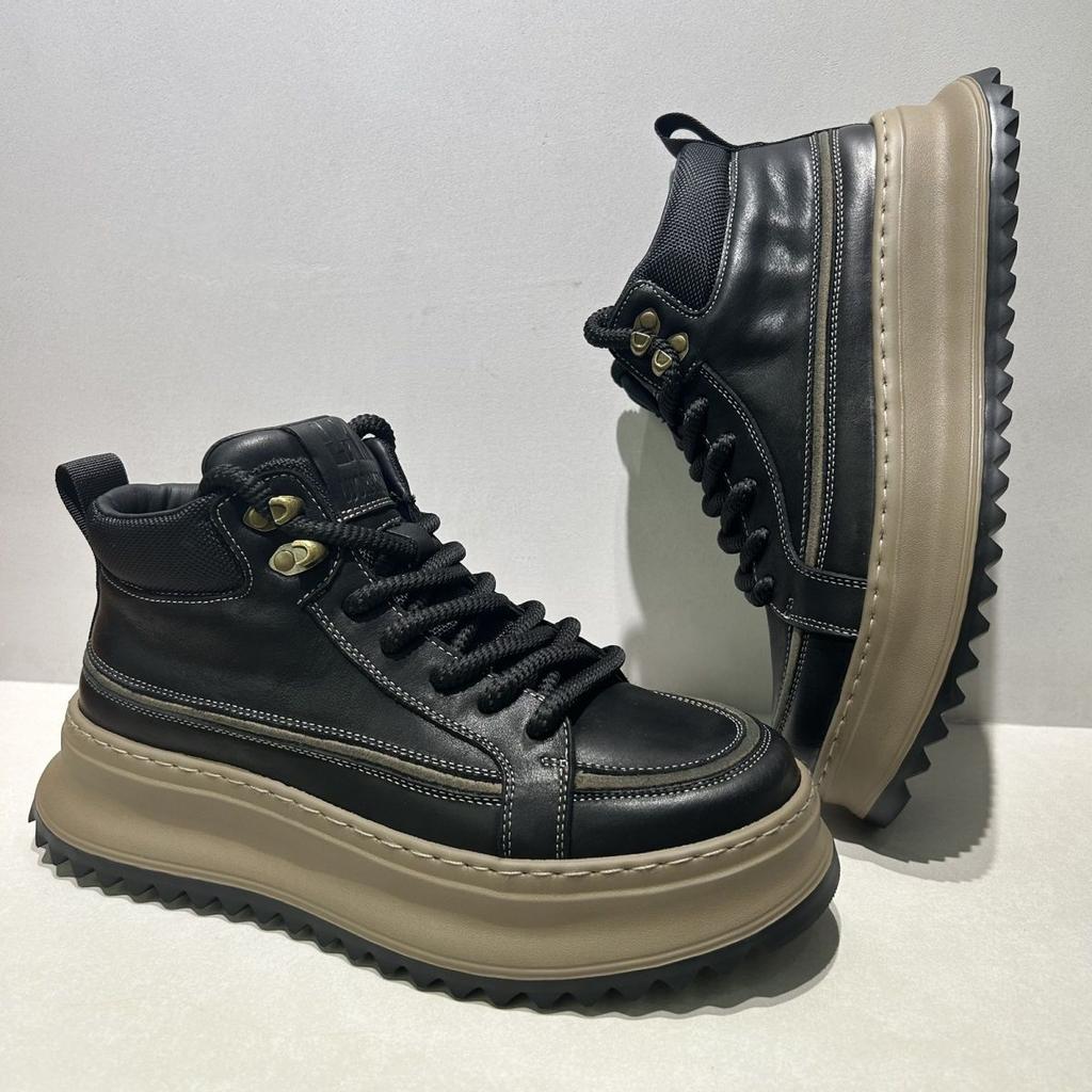 Men's shoes platform casual sports shoes autumn and winter high-top super leather shoes