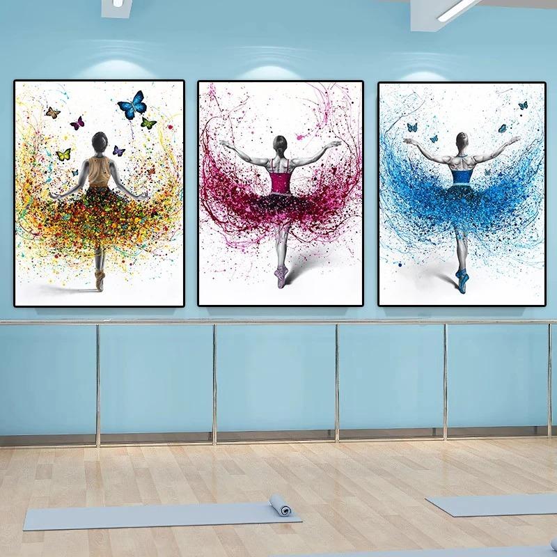 Ballerina Girl Poster Floral Dancer Canvas Painting Ballet Wall Art Picture Prints For Dance Studio Home Decor Modern Mural