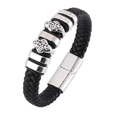 Herren Geflochtenes Echtes Leder Armband Anhänger Mode Armband Herren Schmuck Armreif Pulseras