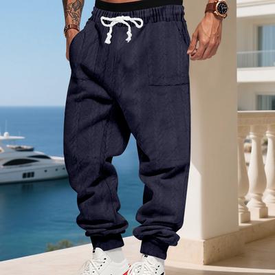 Pantalones de jacquard gruesos para hombre, ideales para otoño e invierno. Leggings deportivos informales holgados para correr.