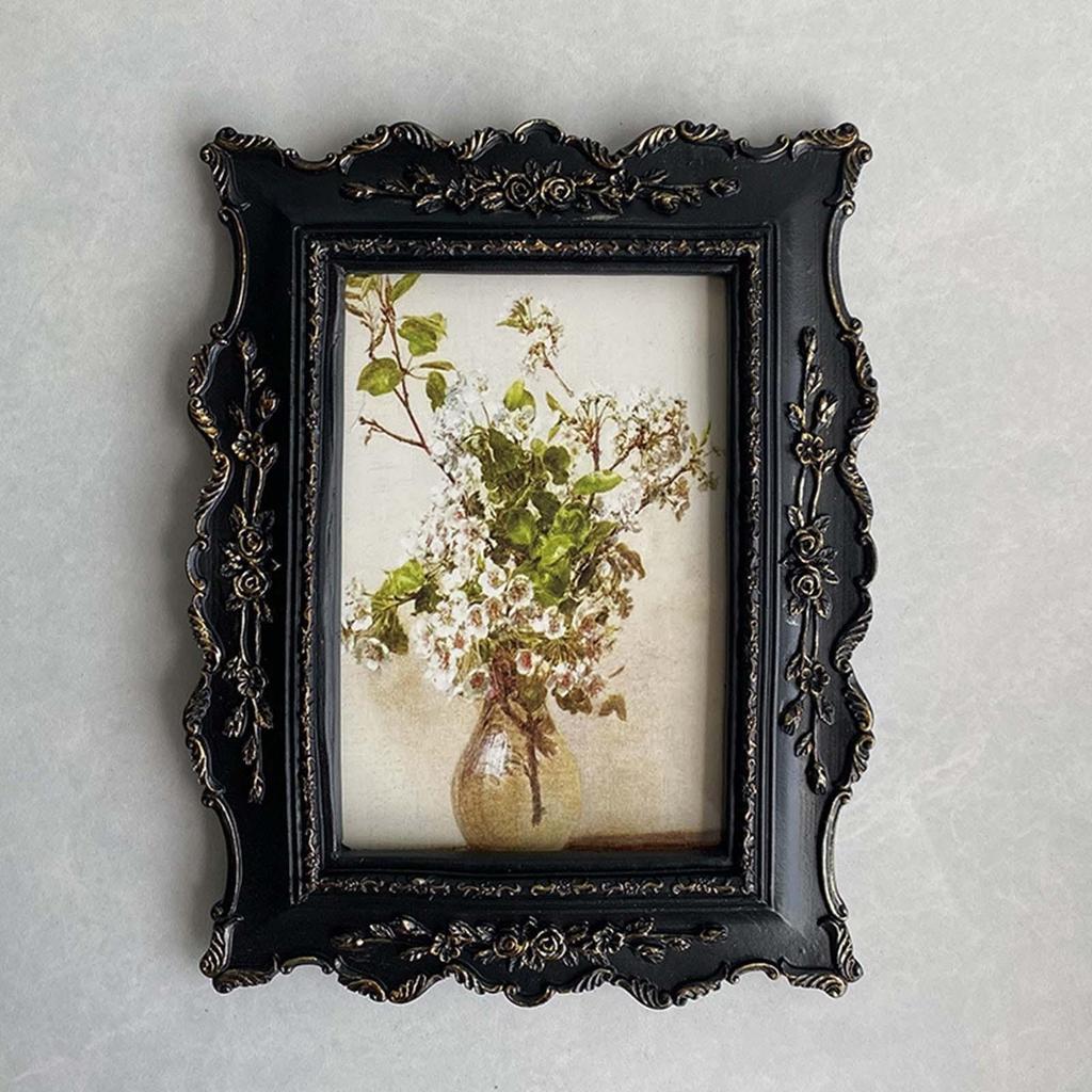 Picture Frame Decorative Photo Gallery Resin Photo Frame Ornate Retro Design for Office Graduation Wedding Tabletop Living Room