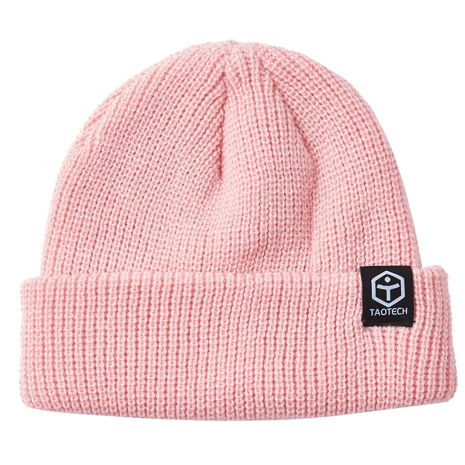 

TaoTech Stretch Knit Watch for Men and Women Beanie, Shallow-Fit Cap, (Pink)