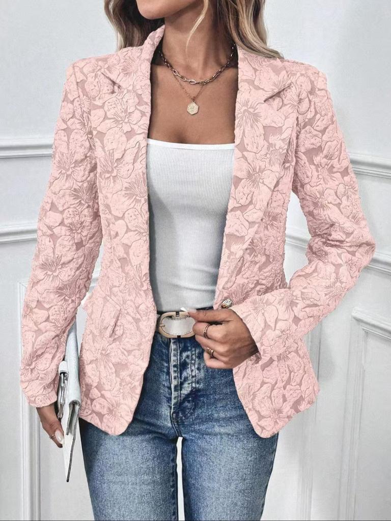 Casual Women's Spring/Autumn Retro Lily Jacquard Slim Fit Short Jacket