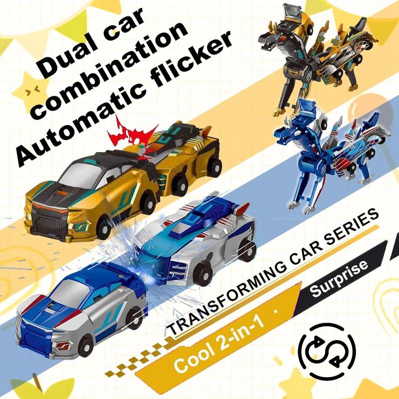 2-in-1 Collision Transformation Dinosaur Car Toy Deer Car Toy |Magnetic Cars Convertible Robot Toys|DinosaurToys for Kids