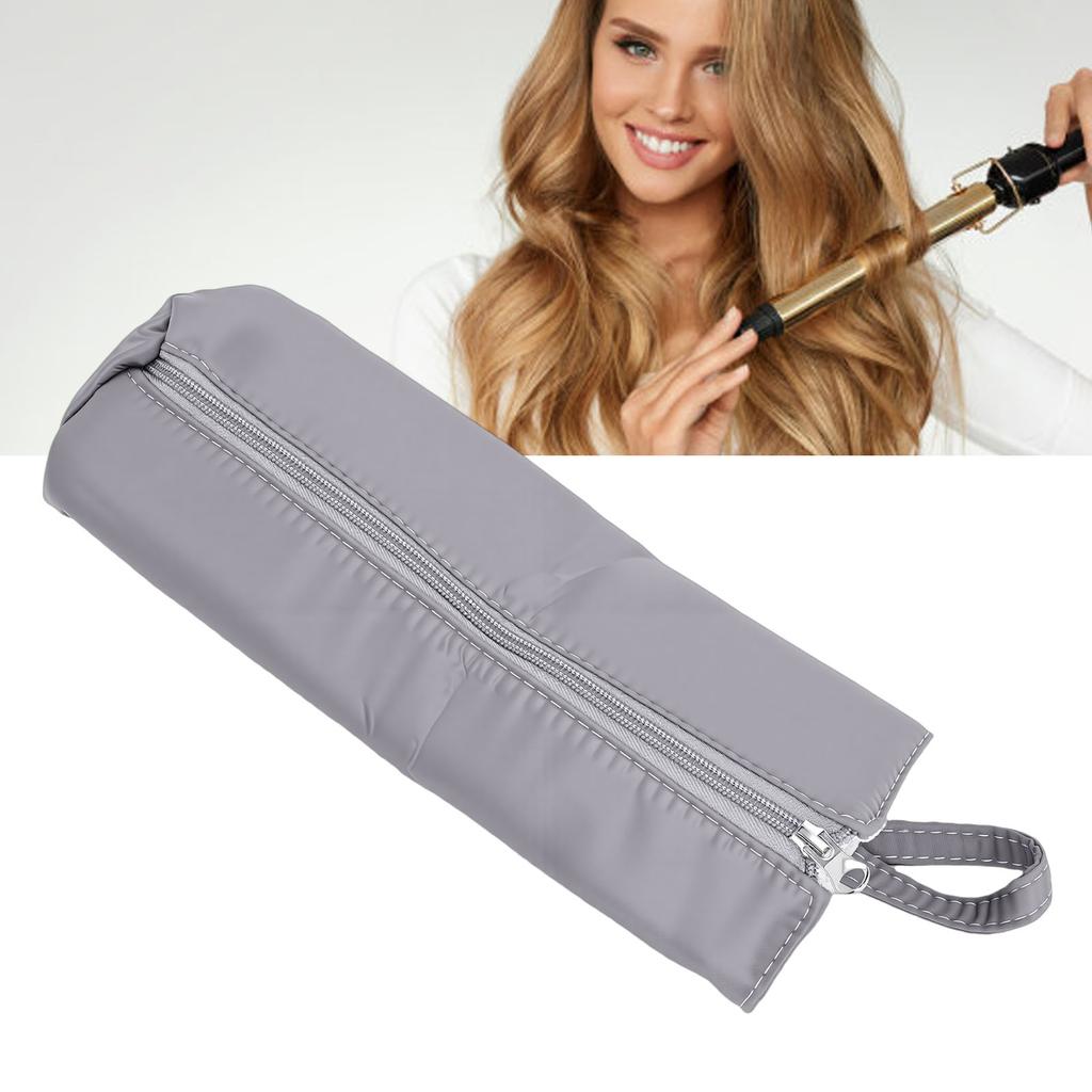 Hot Iron Holder Bag Heat Resistance Hanging Hot Hair Tool   Bag Curling Iron Travel Case Gray