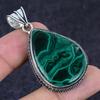 Malachite Gemstone Handmade 925 Sterling Silver Jewelry Pendant 2.17" K7e23
