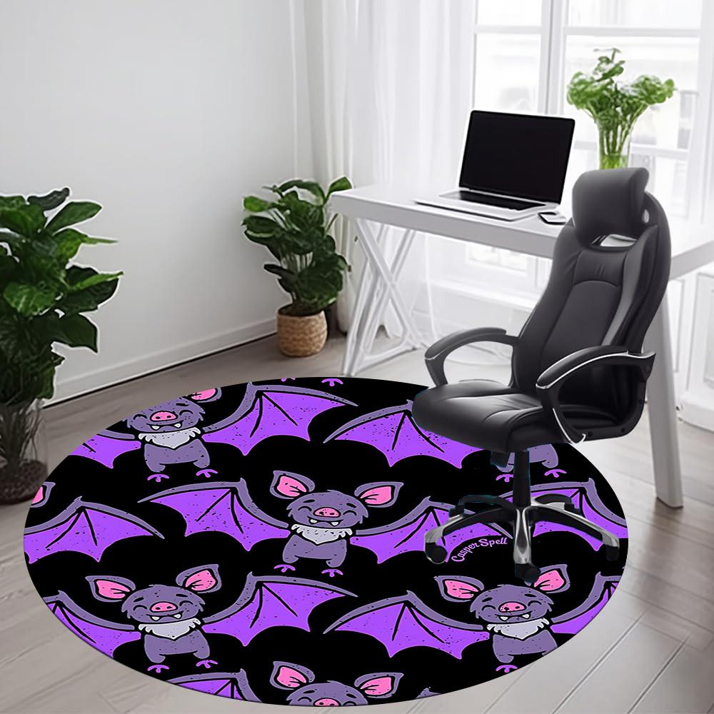 1pc Bat Halloween Office Round Area Rug,  Mat Suitable ForOffice, Under Office Chairs Bedroom Living Room Home Decor, Room Deco