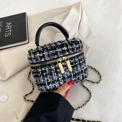 1 Stück reine Farbe eine Schulter Damen Tasche Satchel kleine quadratische Tasche Kette Messenger Bag