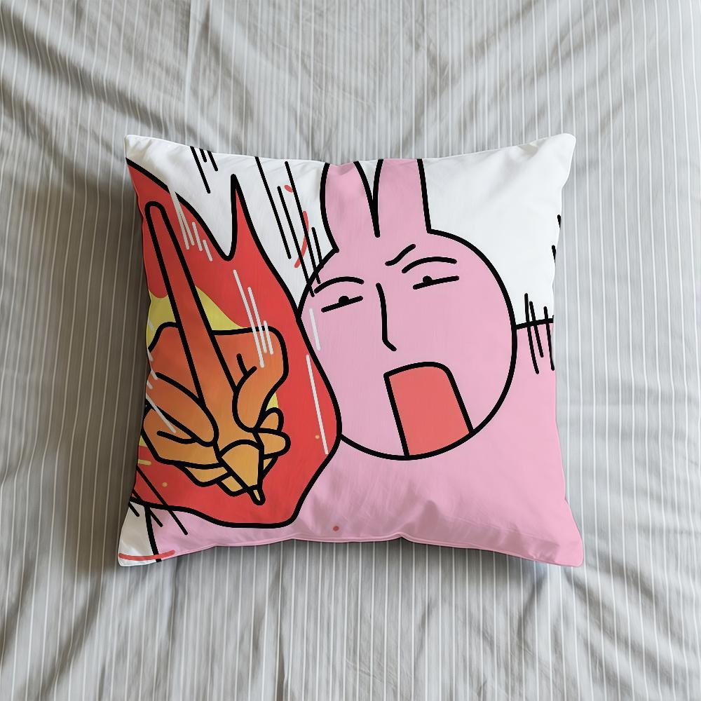 My F-Friend Pink Rabbit Cartoon Cushion Cover Square Decorative Throw Pillow Case Sofa Bed Living Room Birthday Anniversary