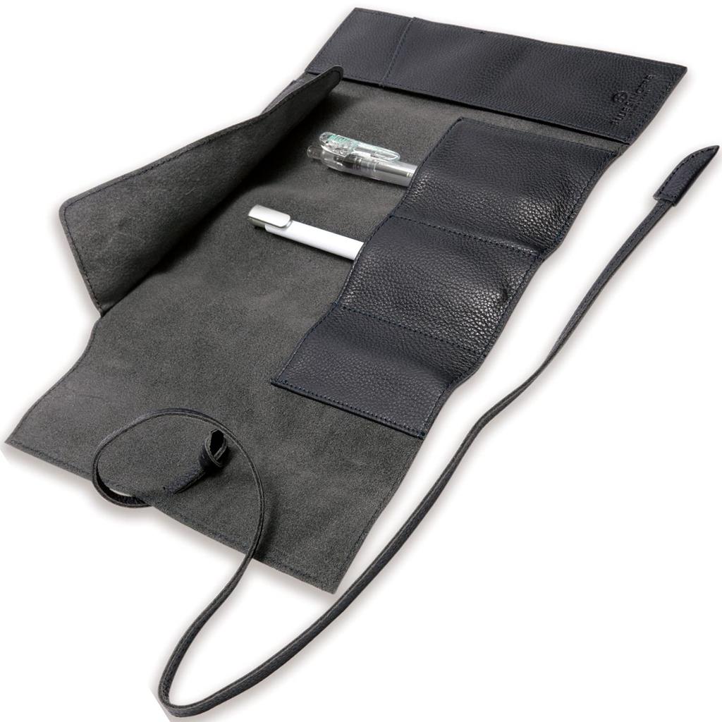 BLUE SINCERE Genuine Leather Roll Pen Case Large Capacity Leather Pencil Box Fountain Pen Holder Gift Box RP1 Men's Women's Set/Roll -Roll- (Royal