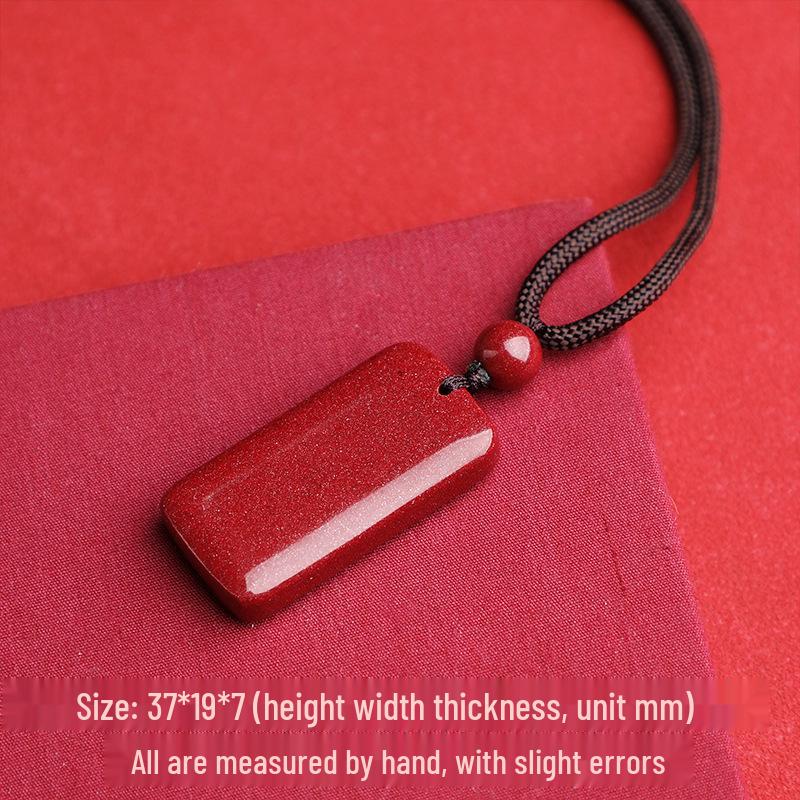 

Natural Cinnabar Peace Amulet Pendant with Purple and Gold Sand - Unisex Gift for Benming Year. High Content Cinnabar