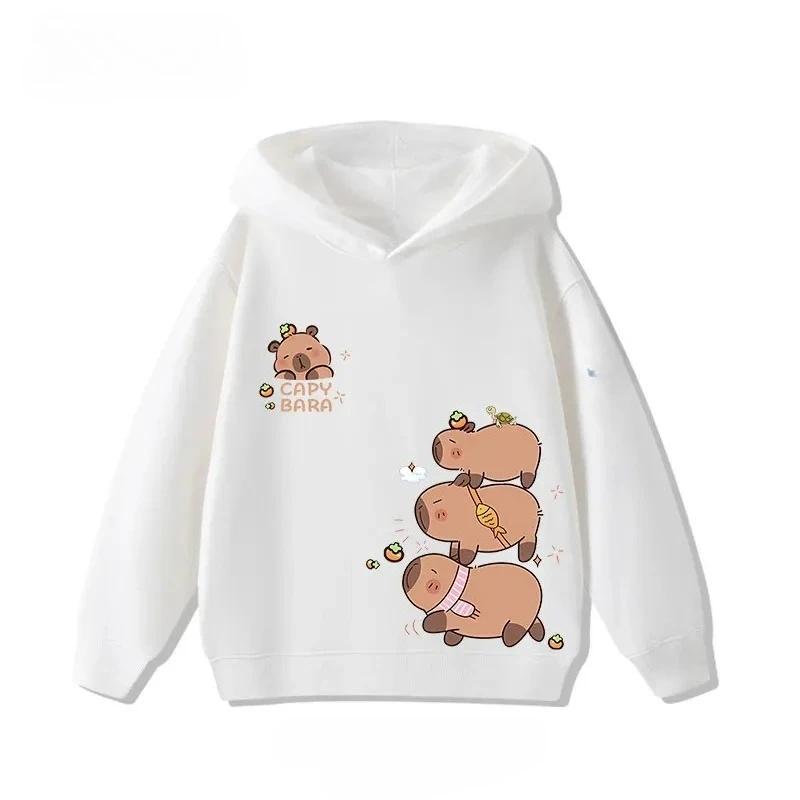 Children's Cartoon Adorable Capibara Autumn Fashion Boys Girls Loose Outdoor Street Kids Hoodies