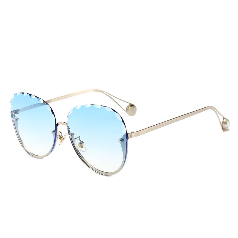 New European-American Trend Rimless Edge-Cut Large Frame Ladies Sunglasses 8913