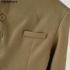 INCERUN Men Stand Neck Long Sleeve Oblique Placket Jackets Coats