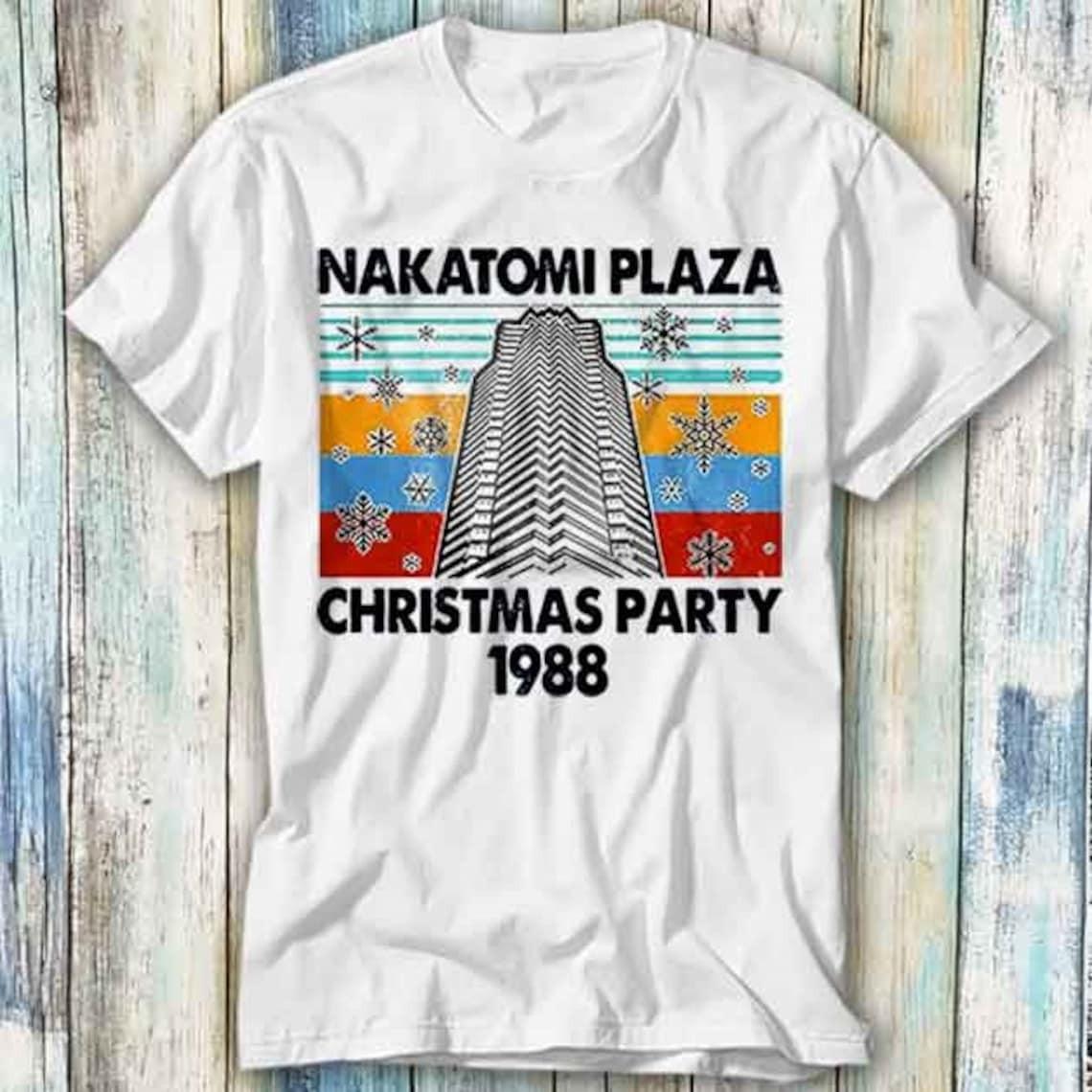 Nakatomi Plaza 1988 Christmas Party Retro Die Movie Bruce T Shirt Mens Womens Tees Top 2XL
