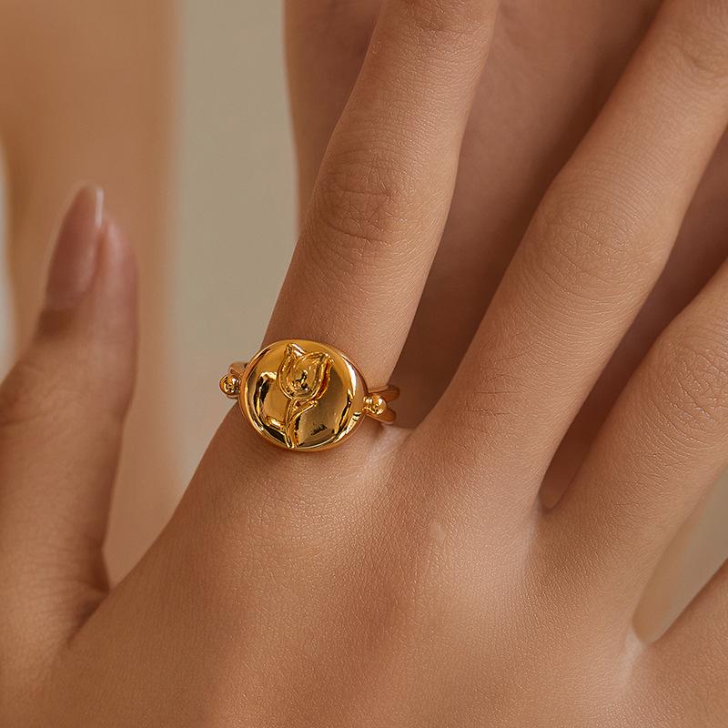 18K Gold Plated Heavy Metal Unisex Ring with High Texture - Eco-Friendly European & American Style