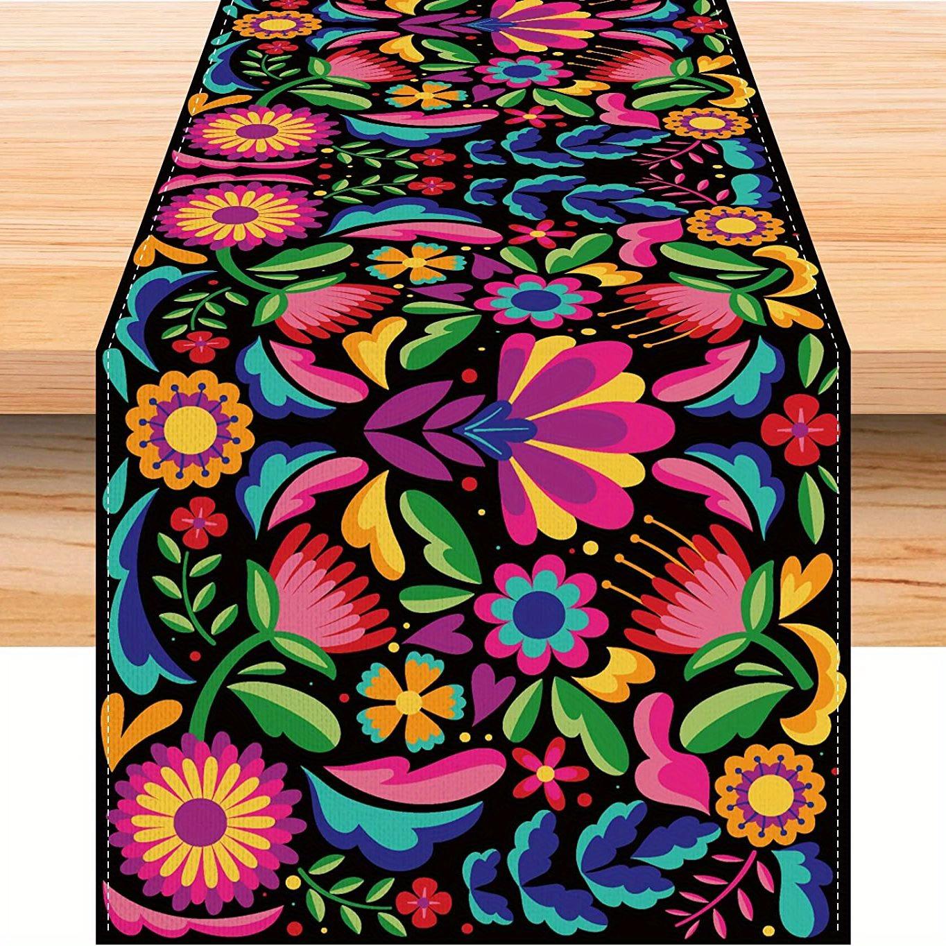 

Linen Mexican Table Runner For Dia De Los Muertos Cinco De MayoParty Decoration Table Cloth Mexican Fiesta Kitchen Dining Table Other&33X183cm