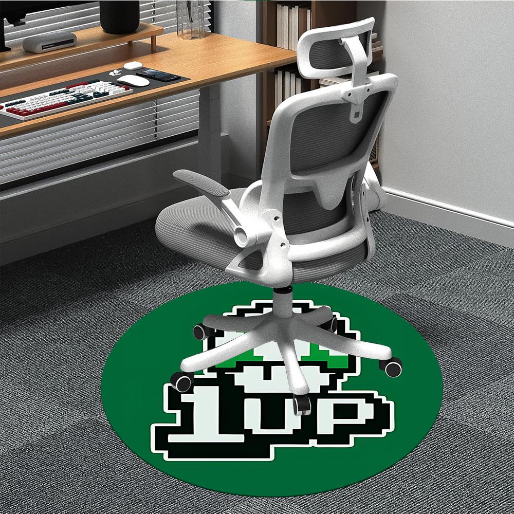 

1pc Mario Mushroom Power Office Round Area Rug, Under Office Chairs Bedroom Living Room Home Decor a0926015 80cm by 80cm