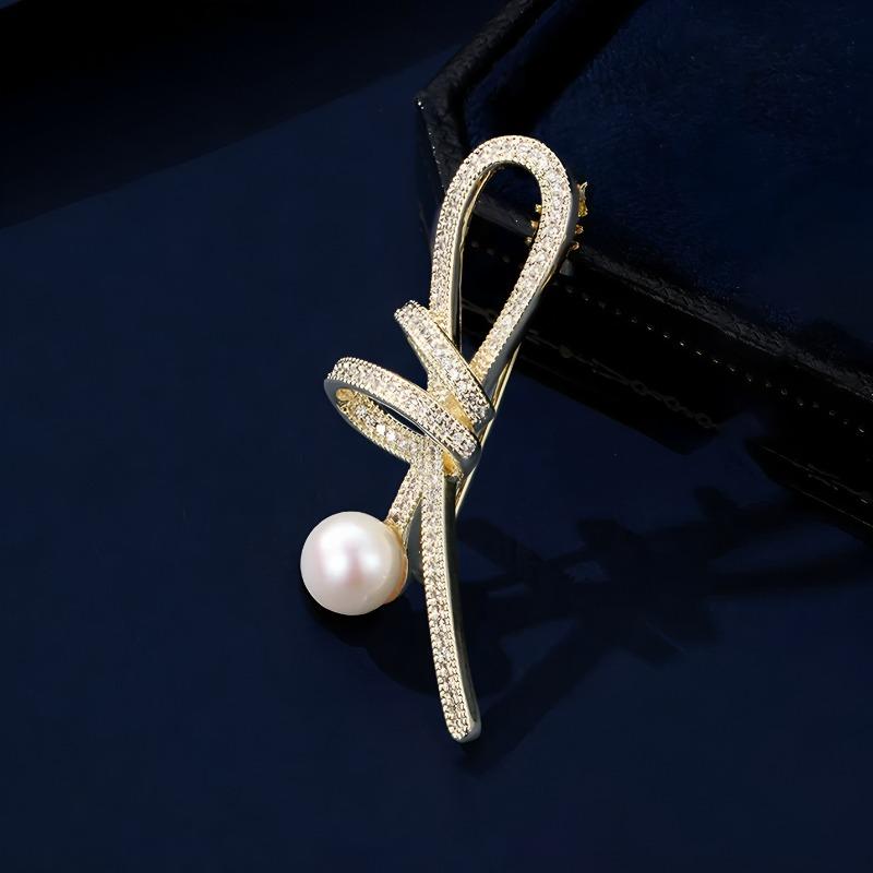 Luxury Semi-luxurious Ribbon Knot Brooch, High-end Women's Elegant Pearl Corsage, Design with A Touch of Uniqueness, Special Pin