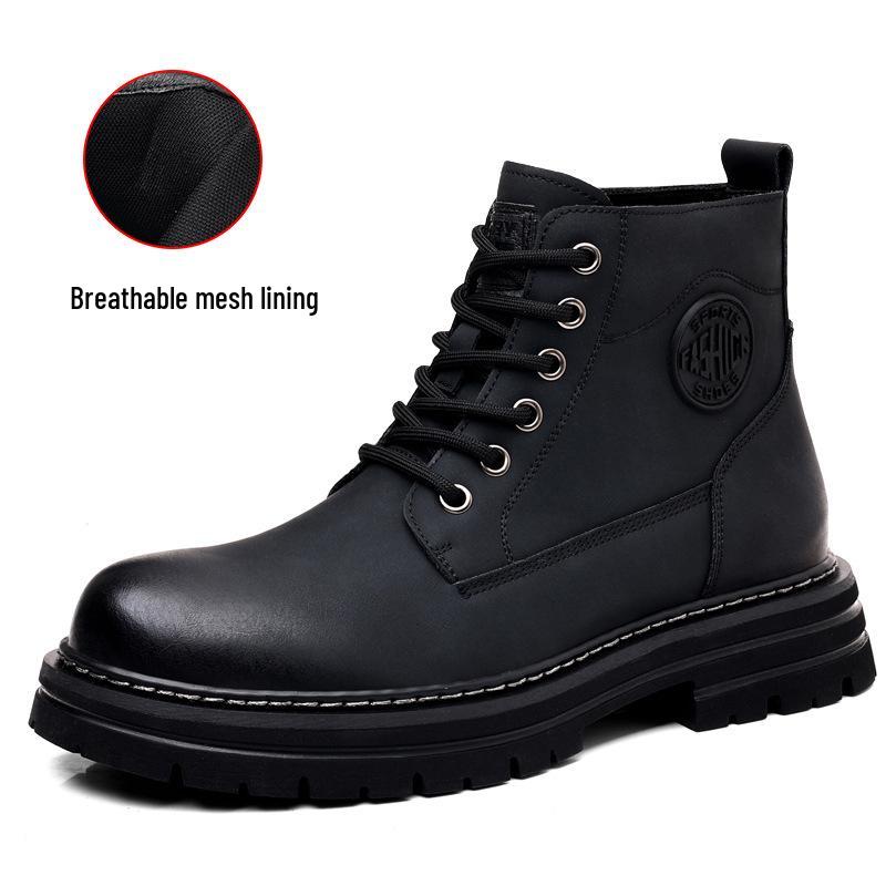 Men's British-Style Yellow Winter Boots - Thickened Velvet Lining, Martin Design, Trendy Desert Workwear, Cotton Shoes.
