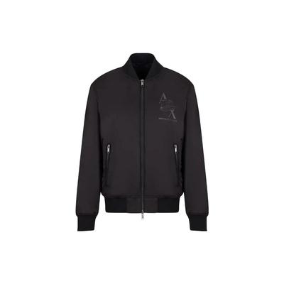 FW23 Jachetă Bumbac cu Guler Baseball și Logo Mare Vultur Bărbați Jachetă Negru 6RZB05-ZNUEZ-1200