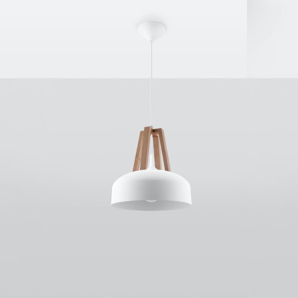 Lampa Wisząca Satura 1 E27 Biały Wood Lumilo 03.423.88