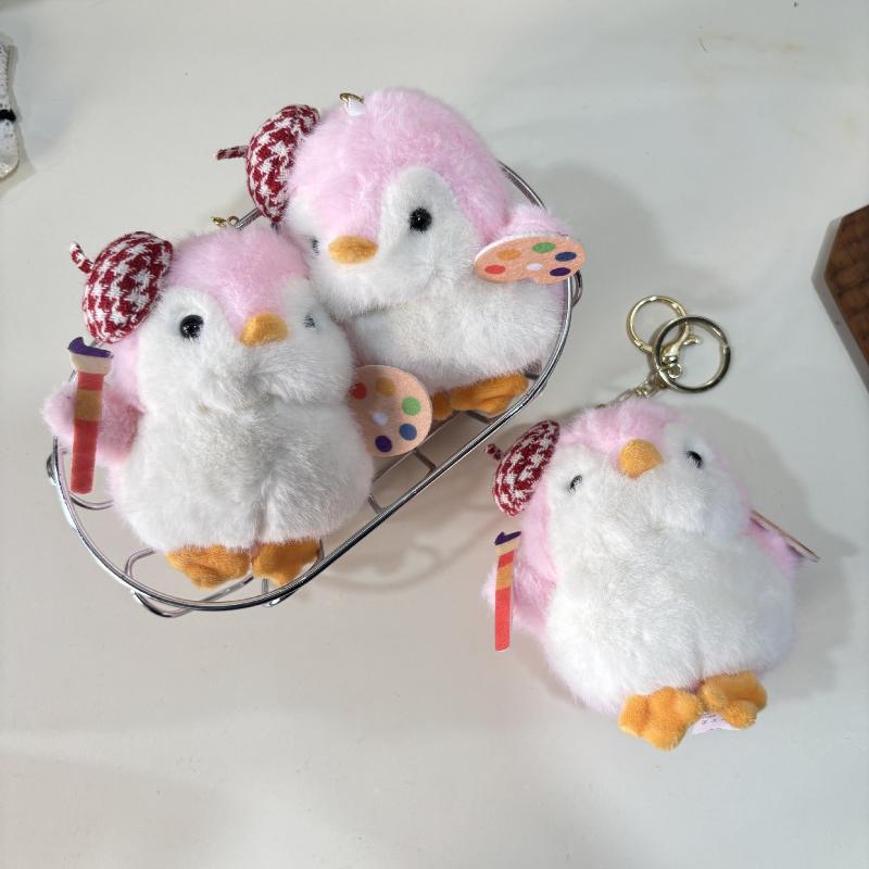 Cute Little Painter Penguin Plush Keychain Stuffed Doll Keyring Bag Pendant Backpack Hanging Decoration Christmas Gifts