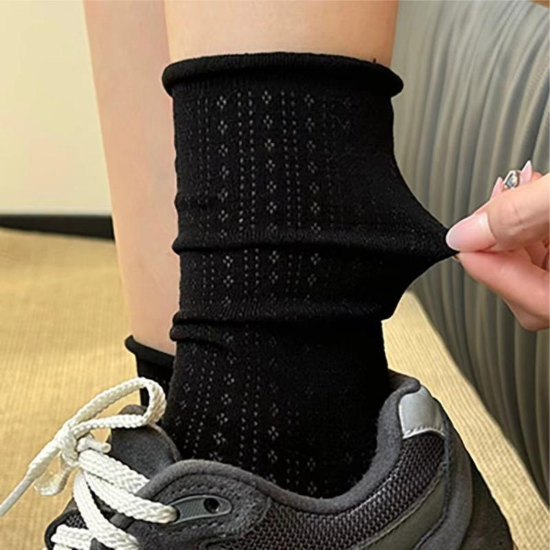 

Милые сетчатые носки с ажурным узором, женские носки гольфы до середины голени с отворотом, тонкие дышащие, летние, для девушек, плиссированные носки one size