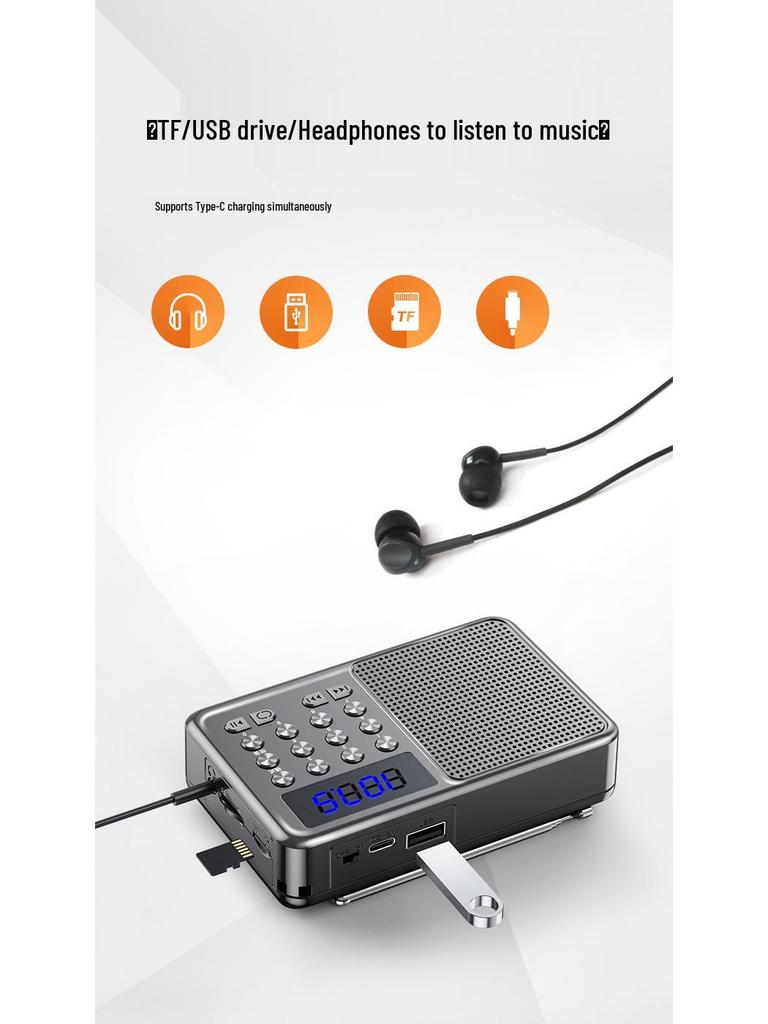 Portable Wireless Bluetooth Speaker with Radio & Card Slot for Seniors
