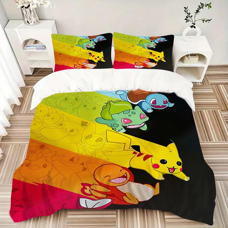 3pc Pokémon Bedding Set Guest Room Bedroom Decor Christmas Halloween Decor Gifts- All Seasons (No Insert)a1013083